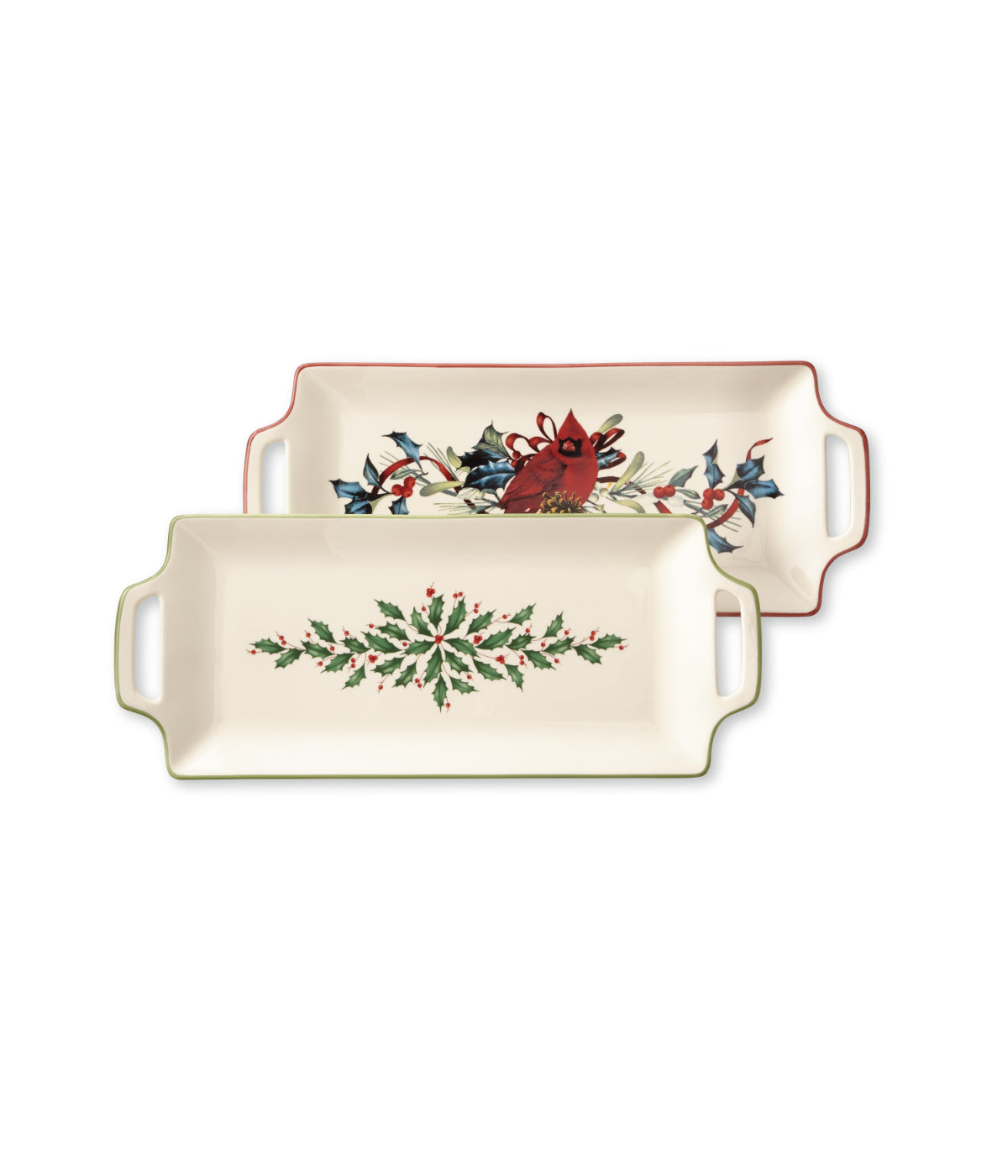  Lenox Holiday Handled Hors D'Oeuvres Tray - Ivory - Bonton