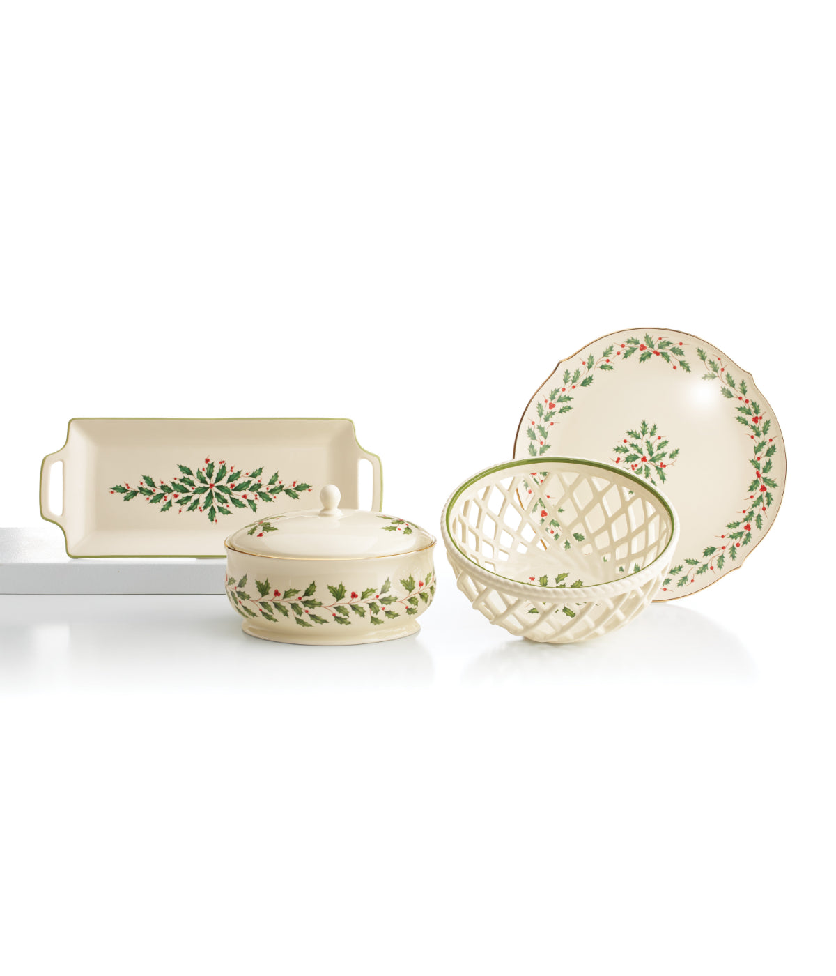  Lenox Holiday Handled Hors D'Oeuvres Tray - Ivory - Bonton