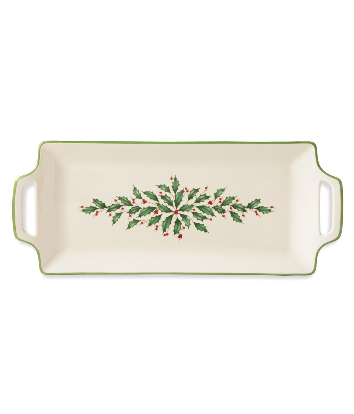  Lenox Holiday Handled Hors D'Oeuvres Tray - Ivory - Bonton