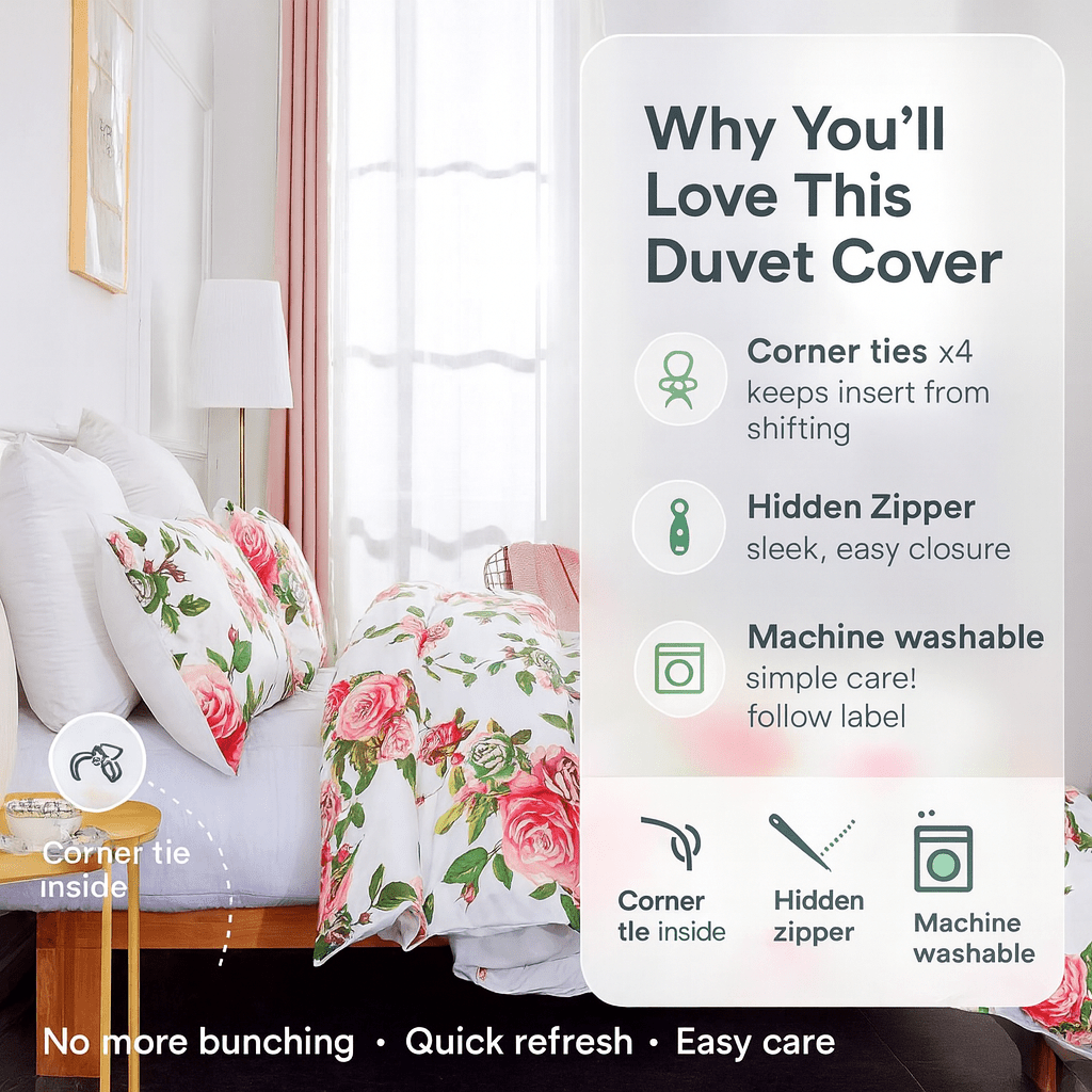  DaDa Bedding Collection DaDa Bedding Romantic Roses Lovely Spring Pink Floral Duvet Cover Set w/ Pillow Cases (JHW-879) by DaDa Bedding Collection - Cal King - Bonton