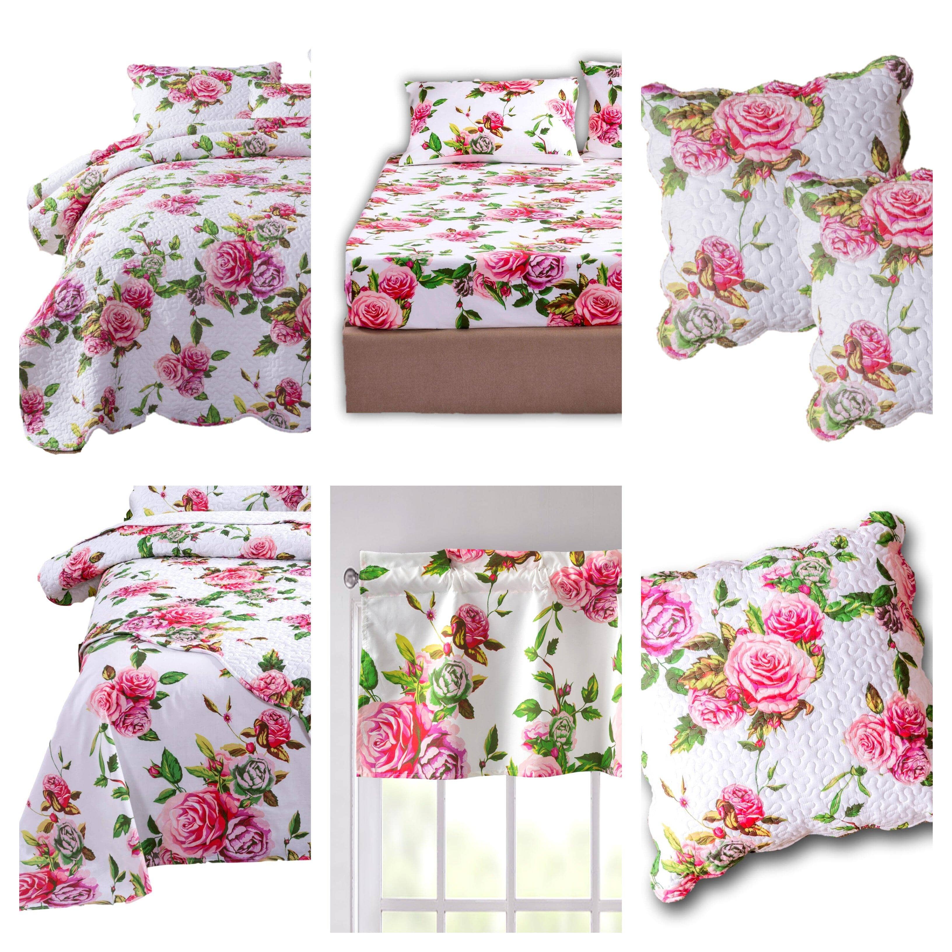  DaDa Bedding Collection DaDa Bedding Bed in a Bag Bundle Set - Romantic Roses Lovely Blooming Floral Bedding Set (JHW-879) by DaDa Bedding Collection - Twin - Bonton