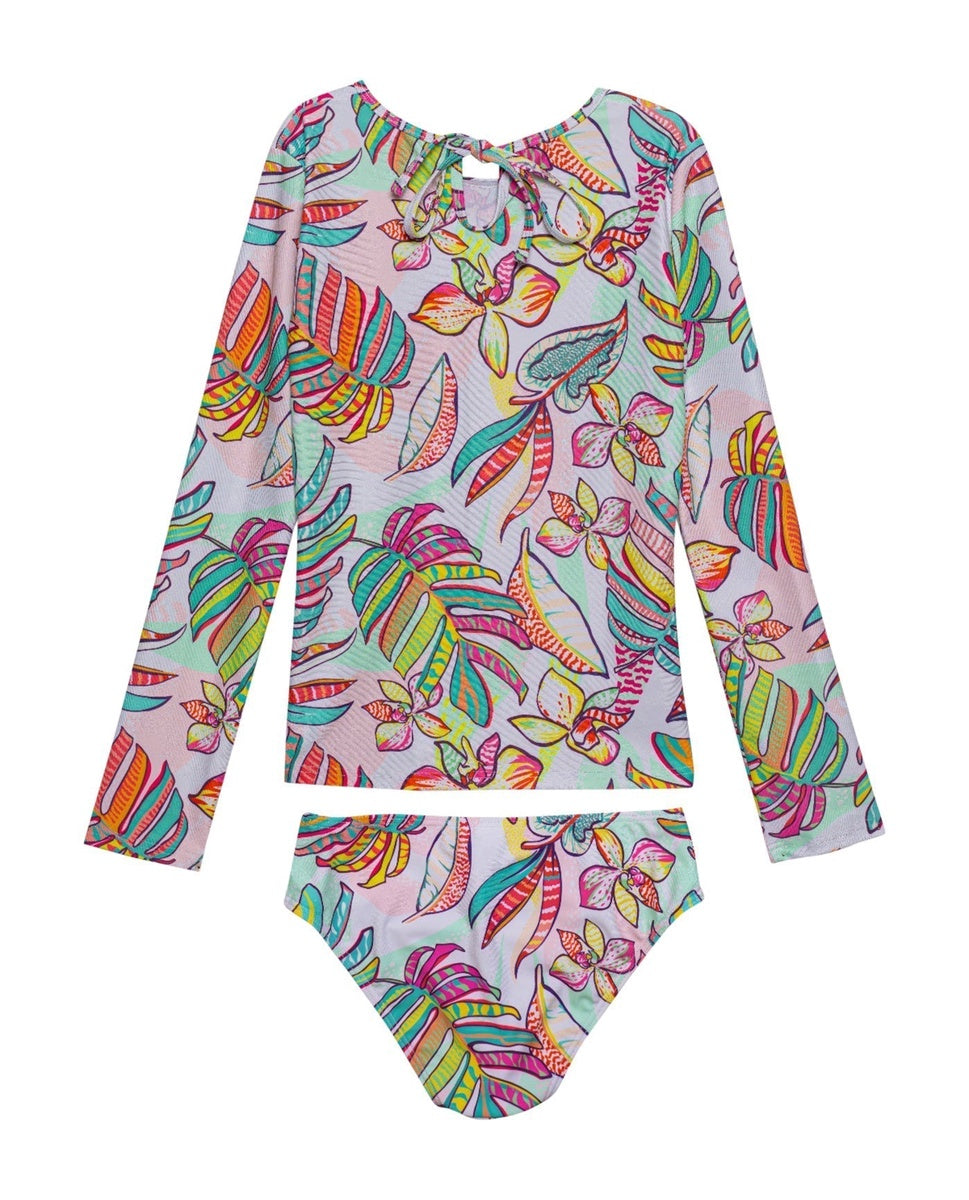  Gottex Kids Palm Island Long Sleeve Rash Guard Top and Bikini Bottom - GOTTEX KIDS PALM ISLAND - Bonton