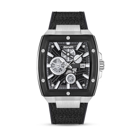 Ducati Analog Watch With Black Leather Strap