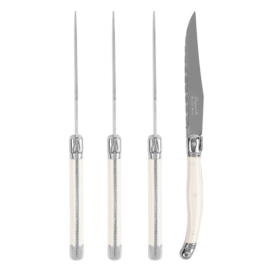 Laguiole Connoisseur 4-Piece Steak Knife Set With Ivory-Colored Handles