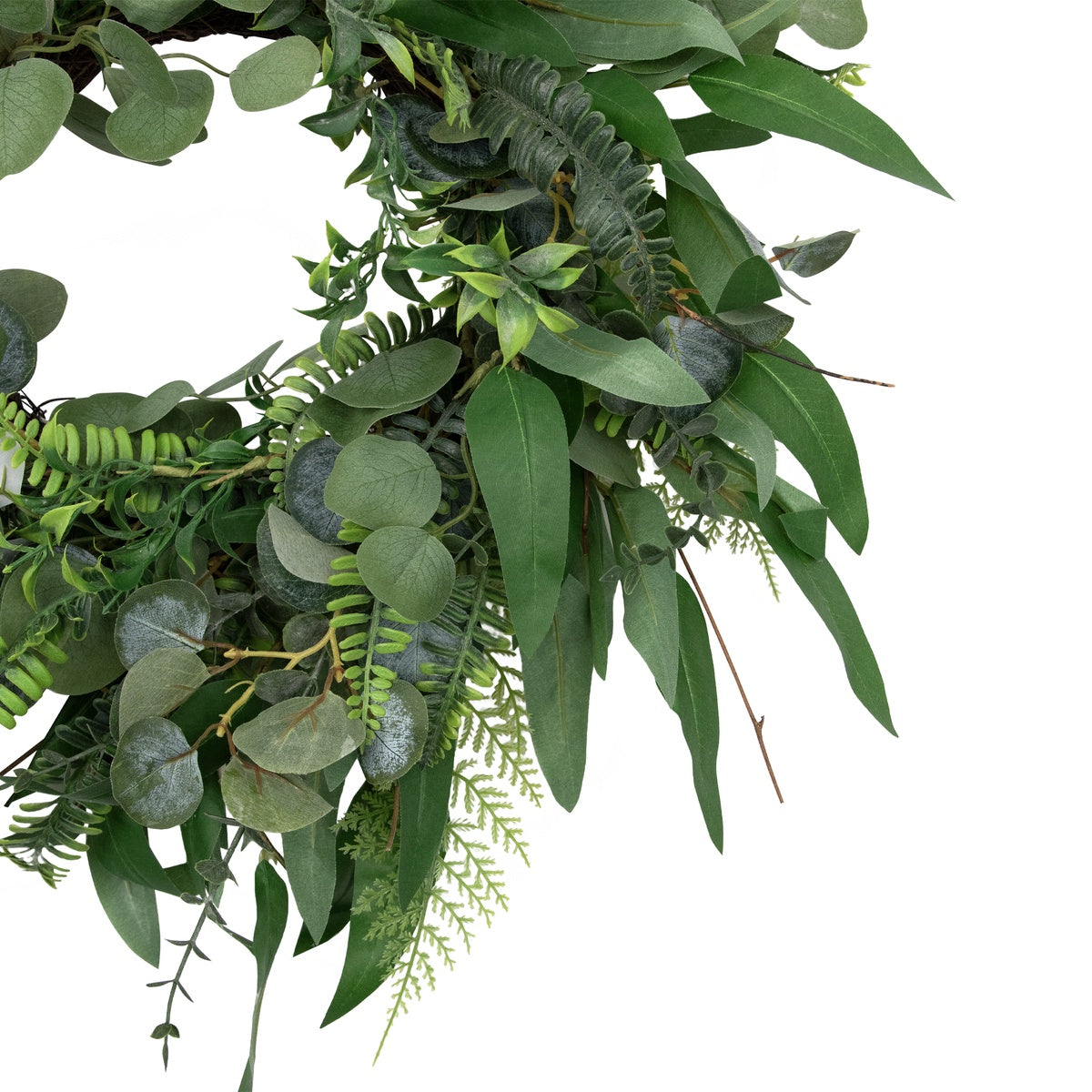  Northlight Mixed Foliage Artificial Spring Wreath  Green - 24-Inch - Default Title - Bonton