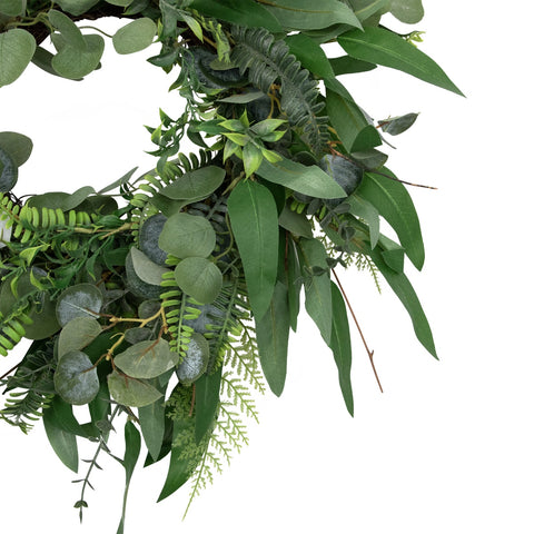 Mixed Foliage Artificial Spring Wreath  Green - 24-Inch