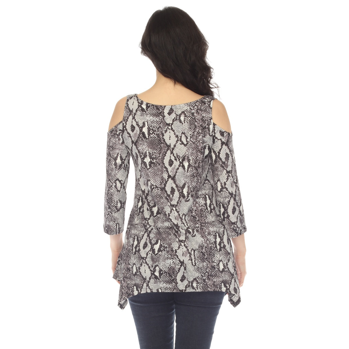  White Mark Women's Snake Print Cold Shoulder Tunic - S - Bonton