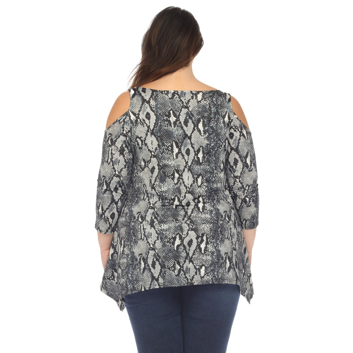  White Mark Plus Size Snake Print Cold Shoulder Tunic - 1X - Bonton