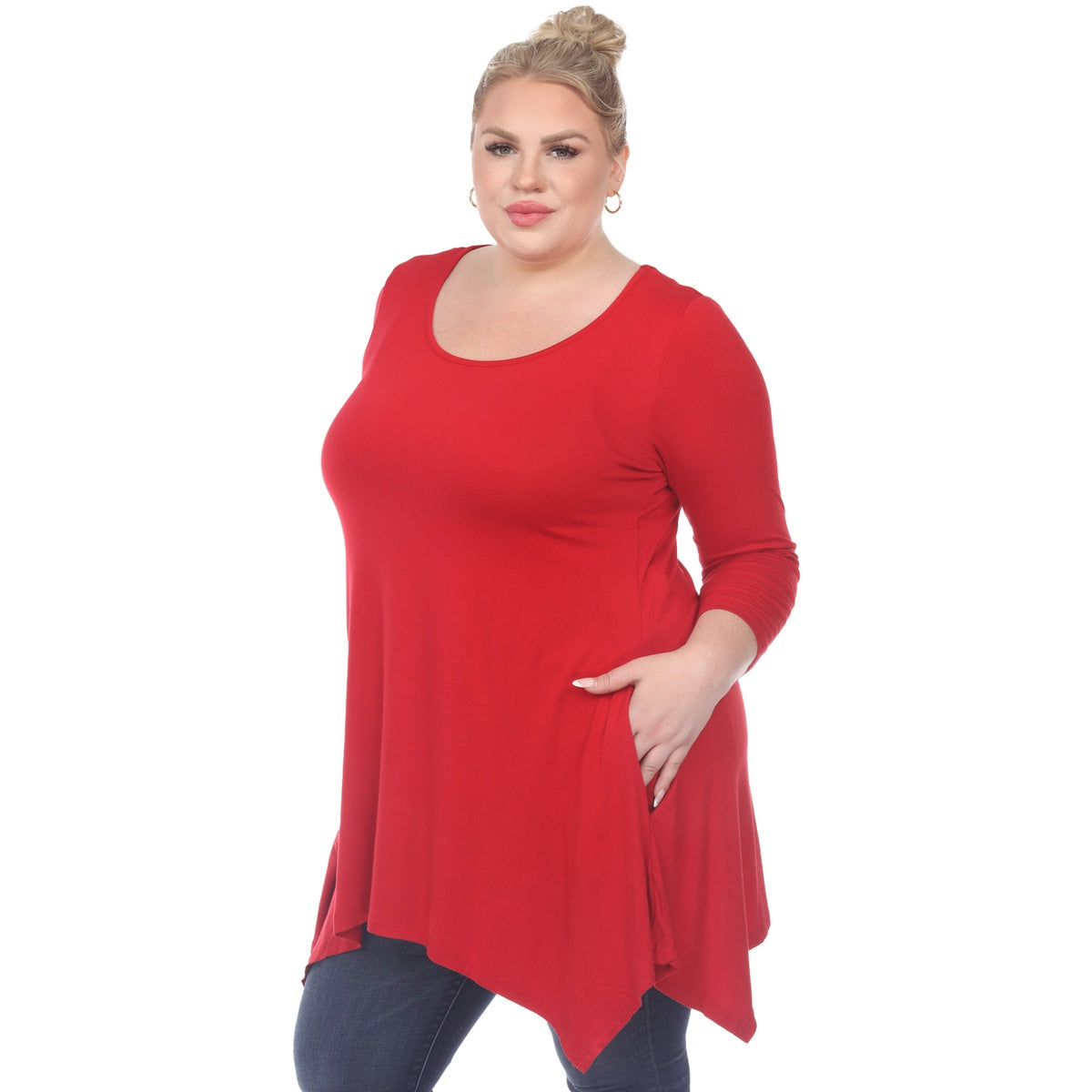  White Mark Plus Size Makayla Tunic Top - 1X - Bonton