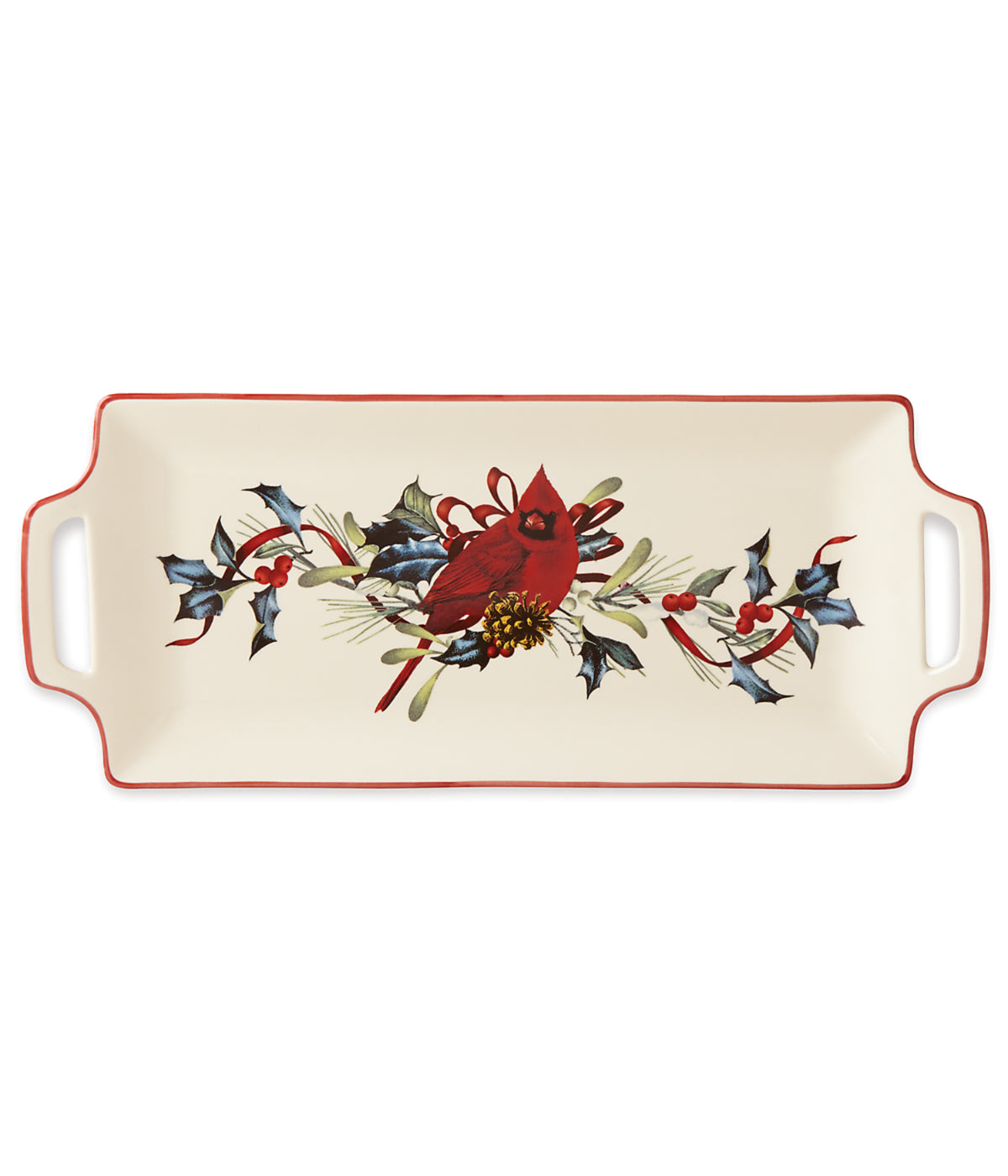  Lenox Winter Greetings Handled Hors D'Oeuvres Tray - Ivory - Bonton