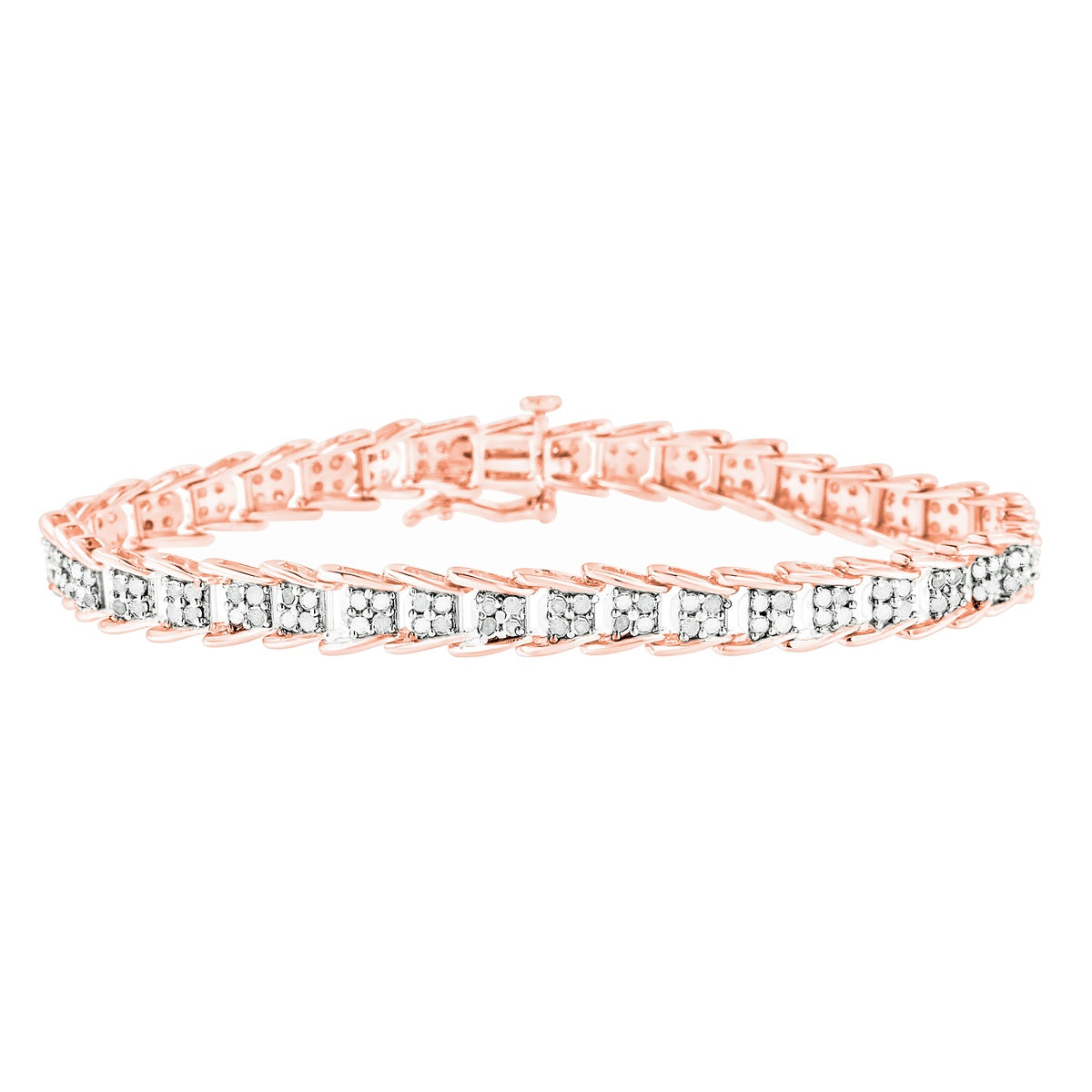  Haus of Brilliance 10K Rose Gold Over .925 Sterling Silver 2.0 Cttw Diamond Fan-Shaped Overlapping Link Tennis Bracelet (I-J Color, I3 Clarity) - 7