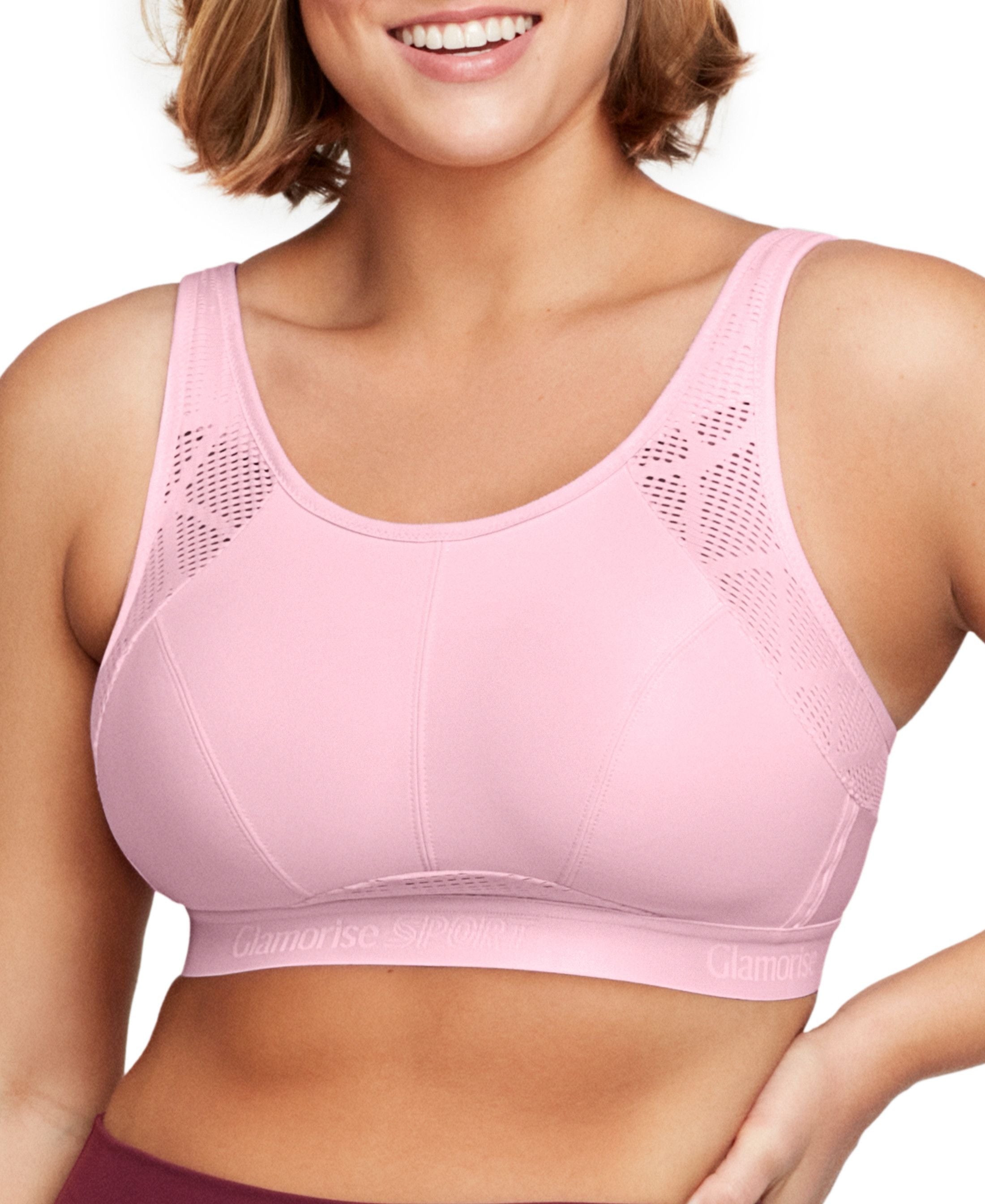  Glamorise No-Sweat Mesh Sports Bra - Pink - Bonton