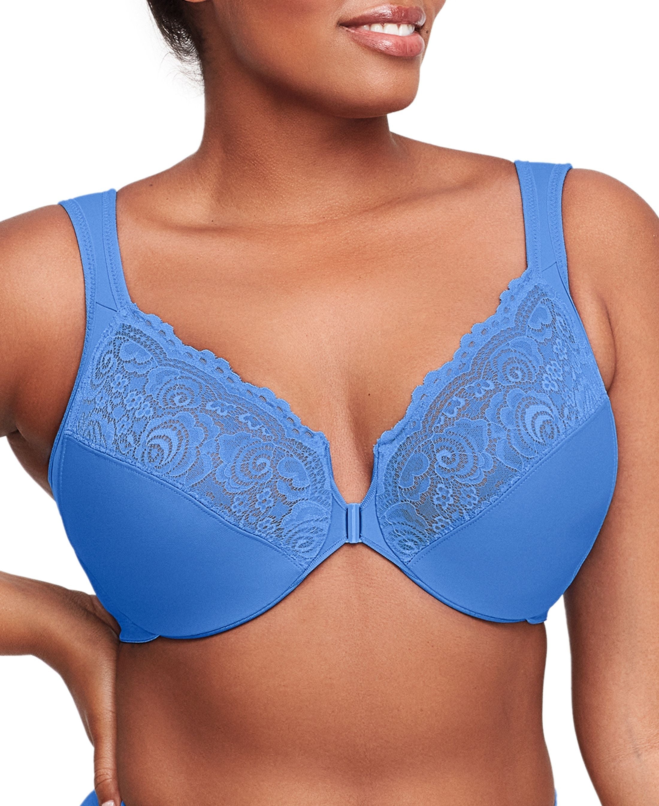  Glamorise WonderWire Front-Closure Bra - Blue - Bonton