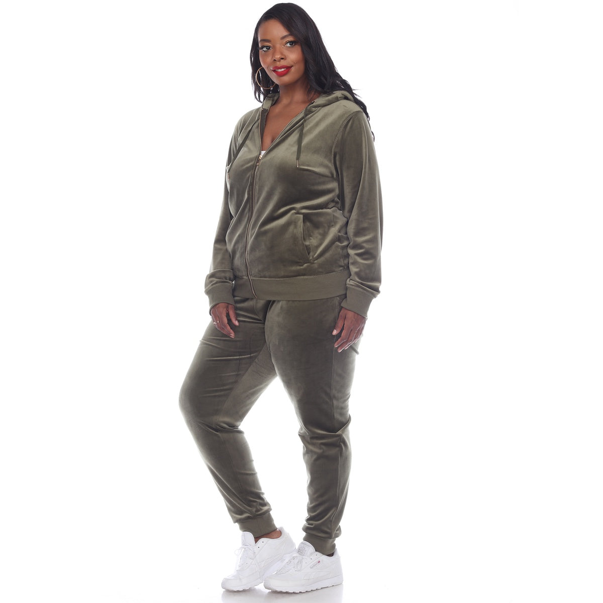  White Mark Plus Size 2 Piece Velour Tracksuit Set - 1X - Bonton