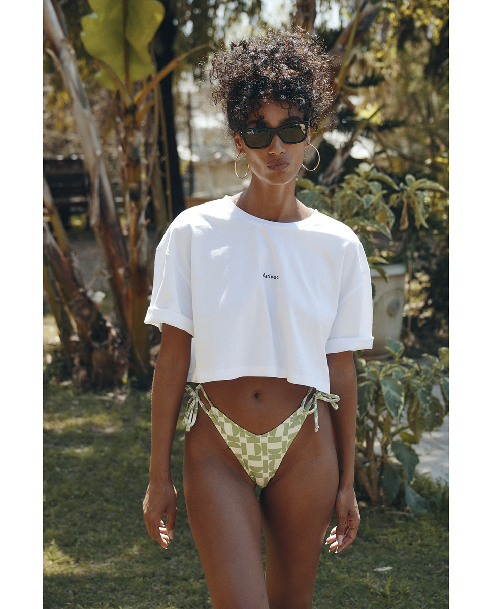  Gottex Beach Life Airport Cropped Cotton Graphic T-Shirt - White - Bonton