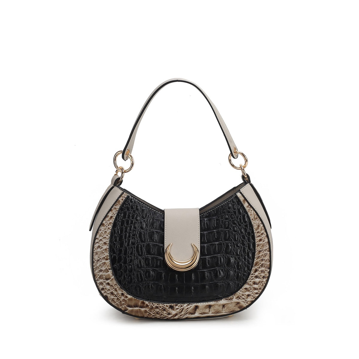  MKF Collection Jain Croc-Embossed Shoulder Bag - Croco Black - Bonton