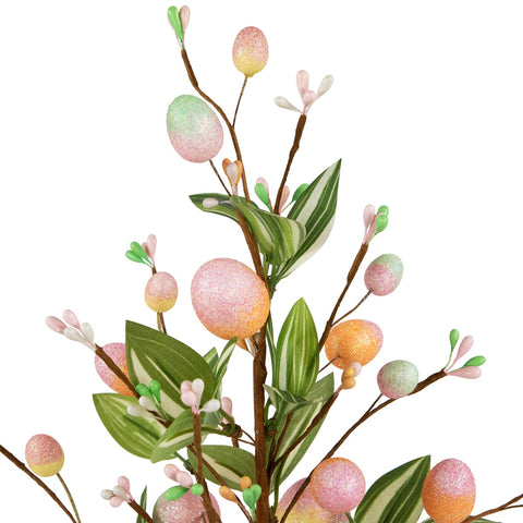 Artificial Potted Twig Tree With Easter Eggs - 18" - Pink
