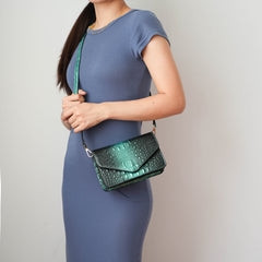 Vanta Croc-Embossed Saddle Bag