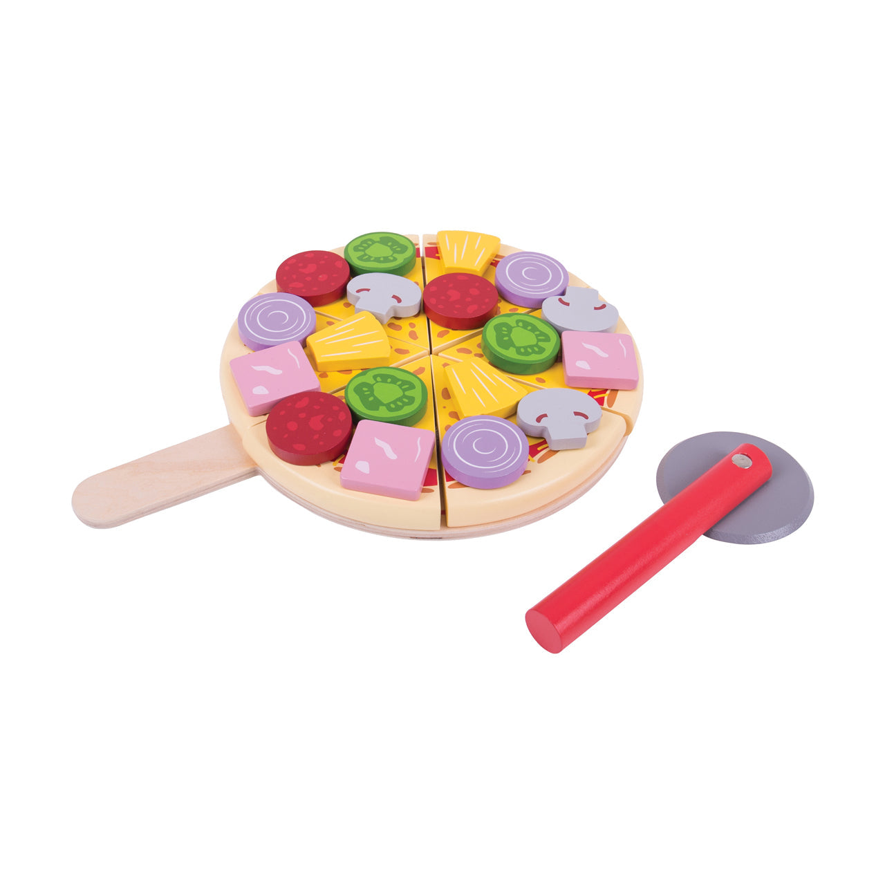  Wooden Cutting Pizza - Multicolor - Bonton