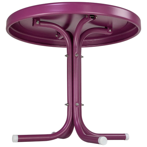 22" Outdoor Retro Tulip Steel Side Table  Purple