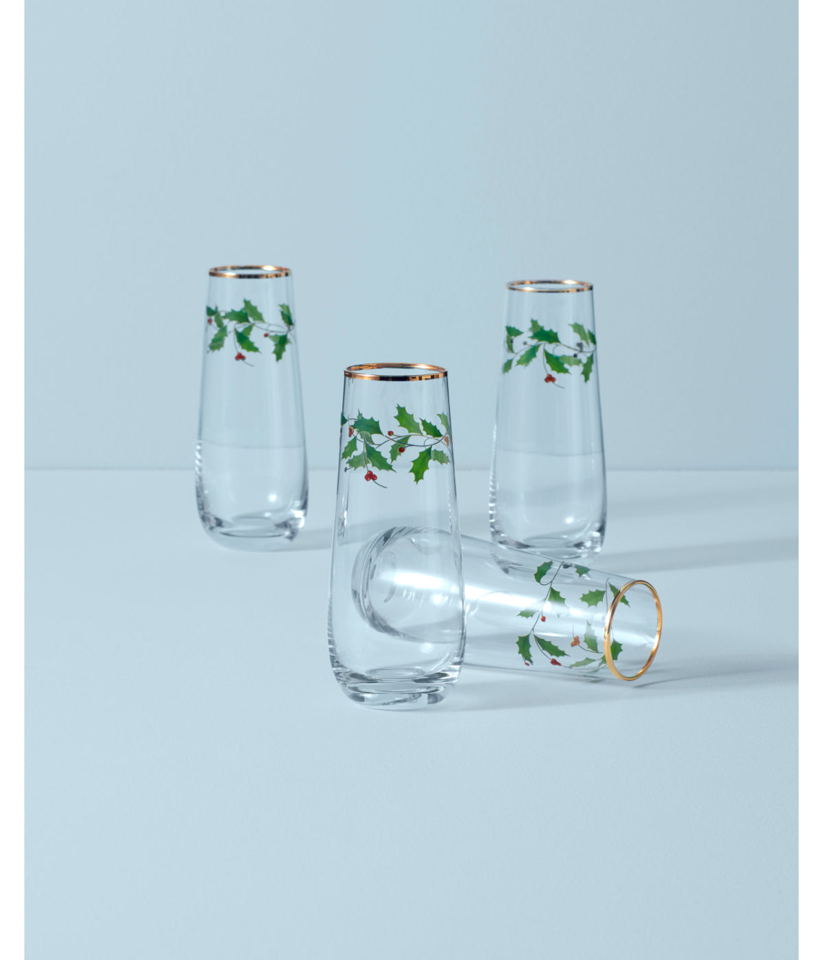  Lenox Holiday Decal Stemless Flutes S/4 - Clear - Bonton