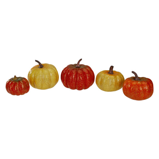 Set of 5 Artificial Fall Harvest Pumpkins Decorations 4"