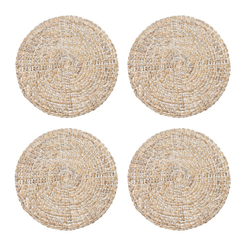 Everyday White Wash Round Placemat 38cm - Set of 4