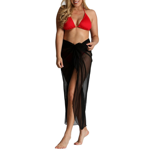 InstantFigure Long Sheer Mesh Cover-Up Sarong 33631