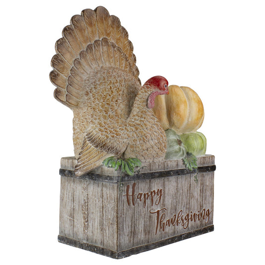 20.25" Turkey and Pumpkins 'Happy Thanksgiving' Decoration