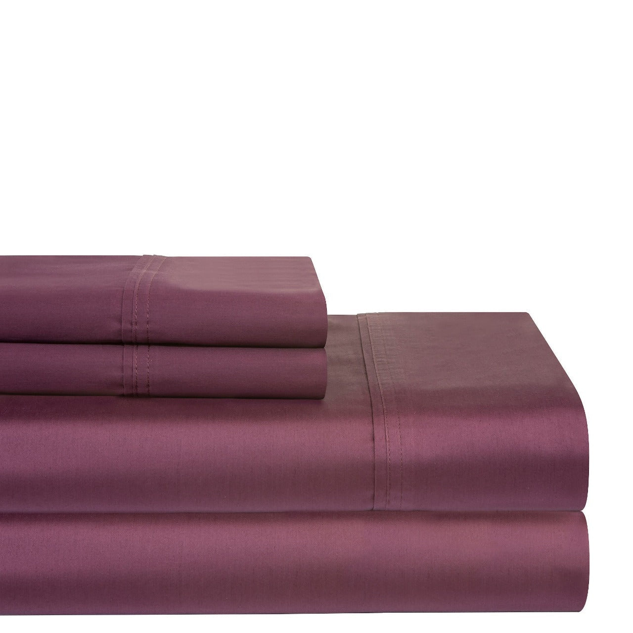  Pointehaven 400 Thread Count Solid Sheet Sets - Plum - Bonton