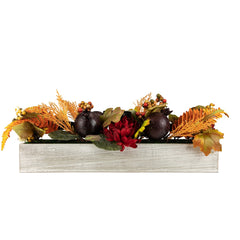 Autumn Harvest Triple Candle Holder in a Rustic Wooden Box Centerpiece - 24"