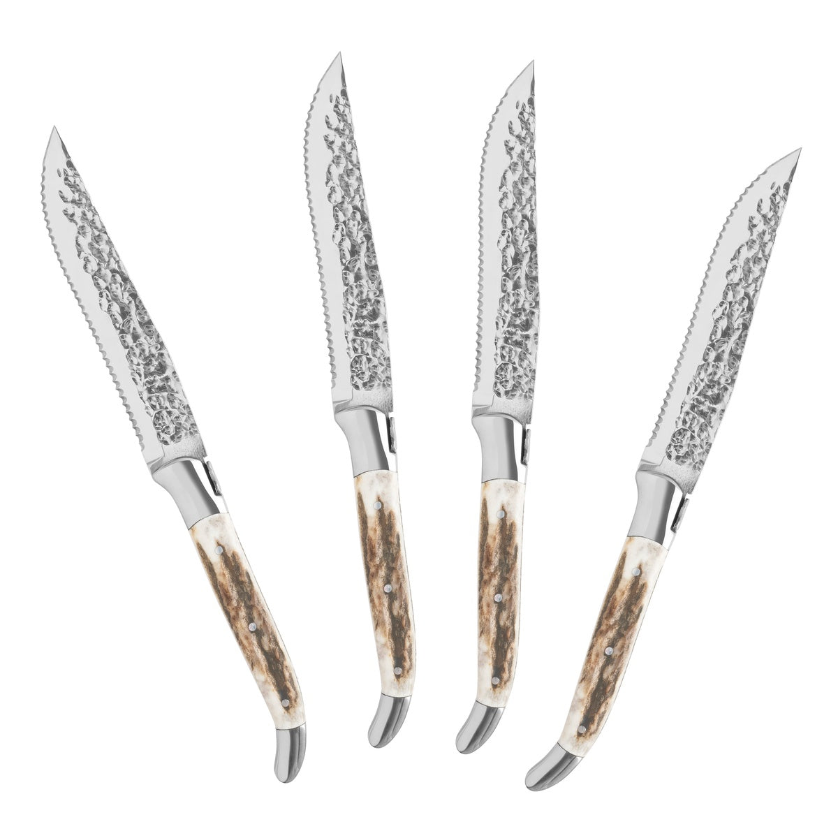  French Home Laguiole Set of 4, Connoisseur BBQ Steak Knives With Deer Horn Handles - Default Title - Bonton