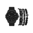  Analog Watch-Cross Bracelet Set - Black - Bonton