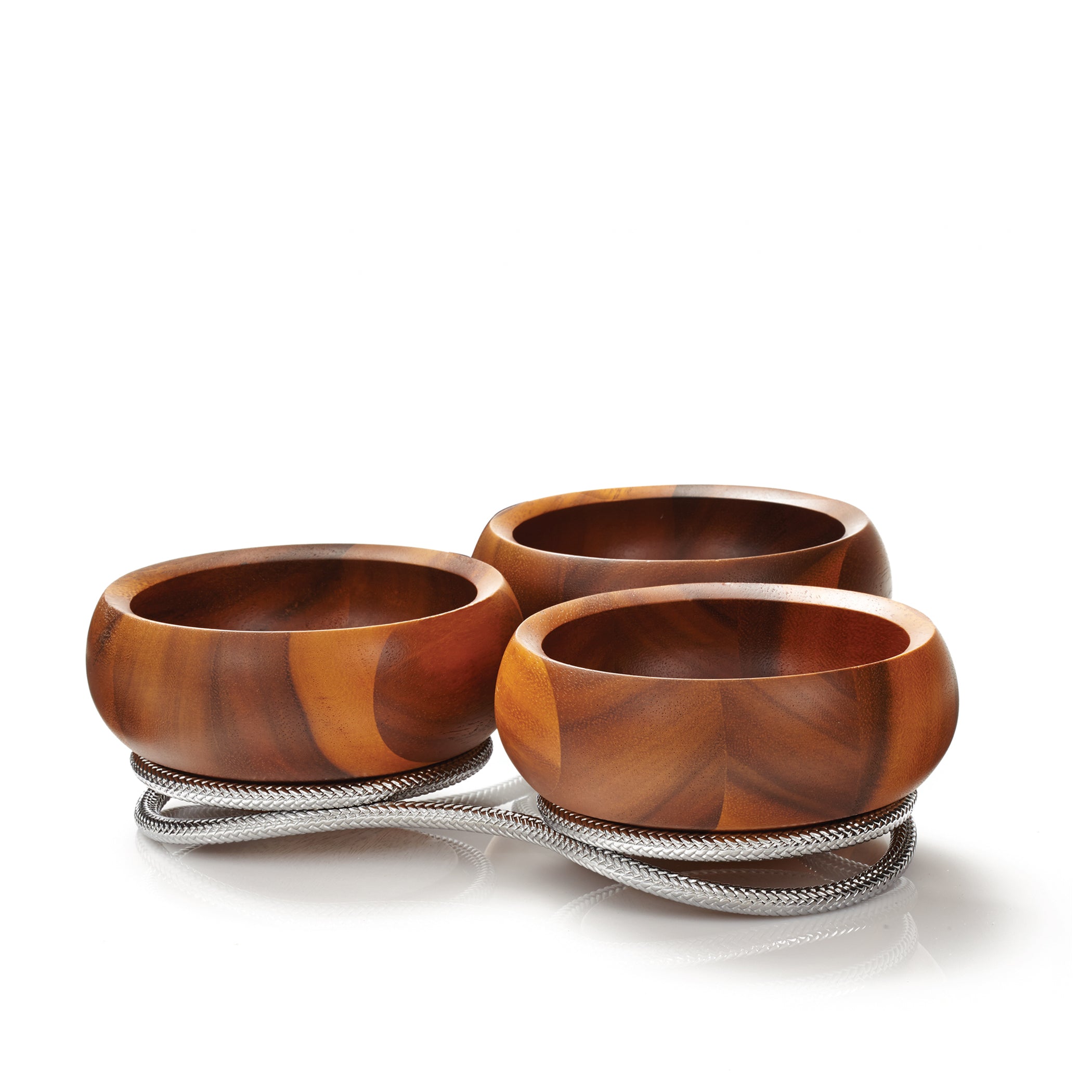  Nambe Braid Condiment Server - Brown Wood - Bonton