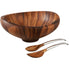  Nambe Butterfly Salad Bowl with Servers - Brown Wood - Bonton