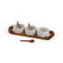  Nambe Chevron Condiment Tray with Spoons - White Marble - Bonton