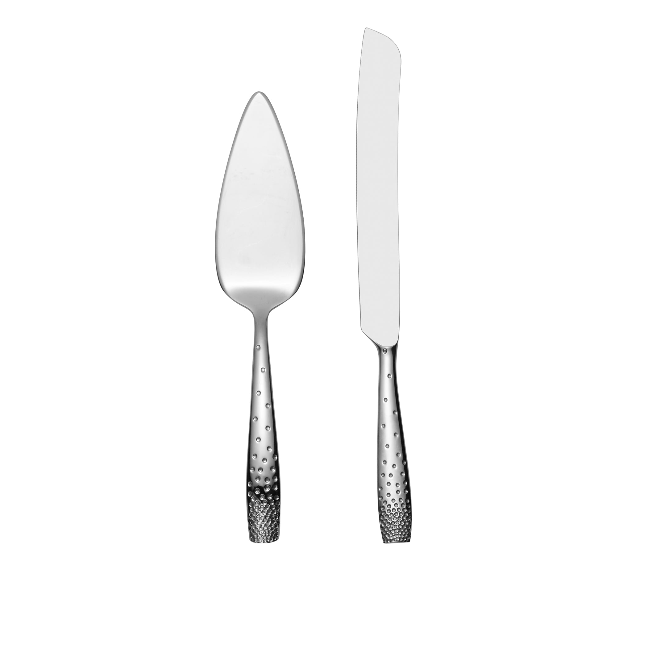  Nambe Dazzle Cake and Knife Server Set - Silver - Bonton