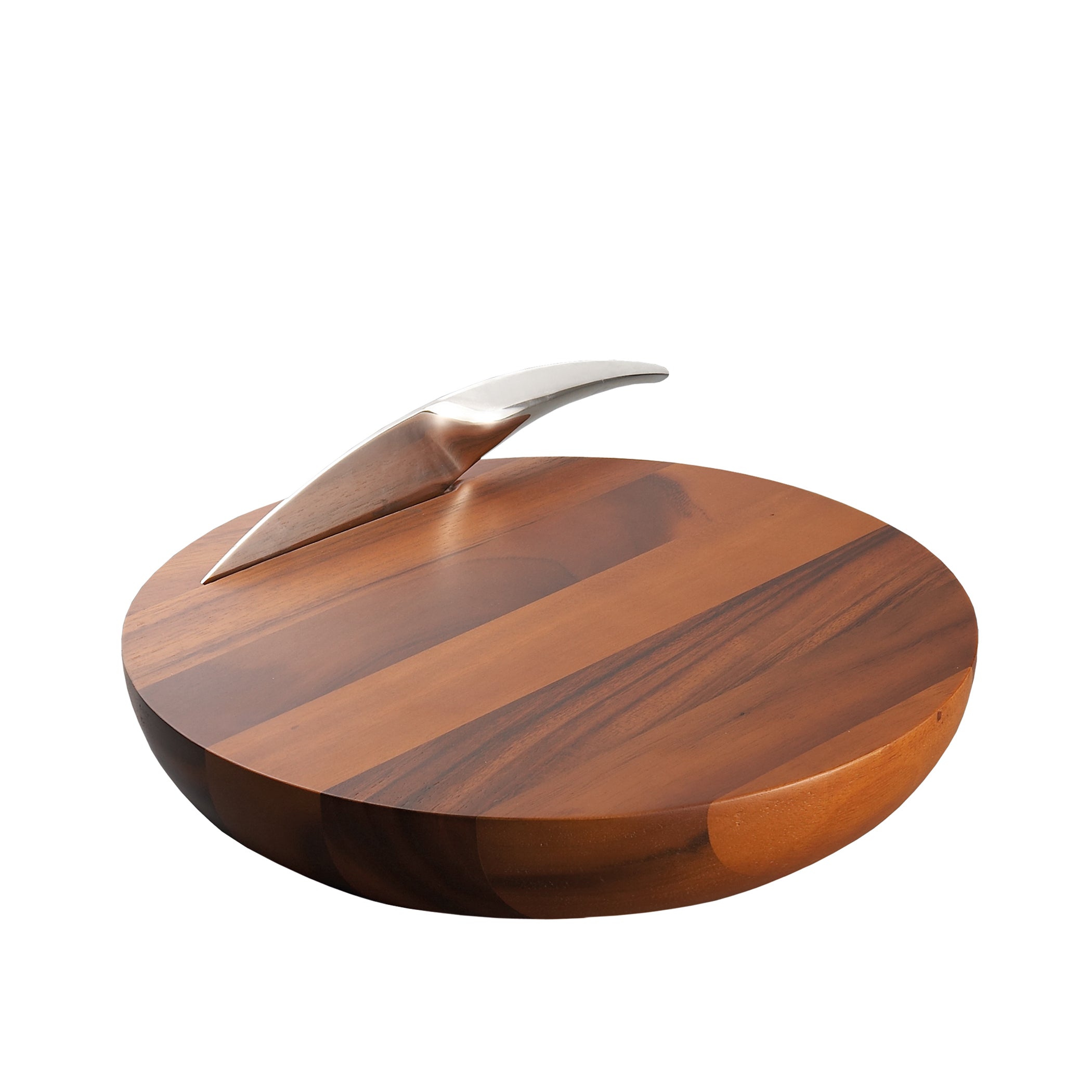  Nambe Harmony Cheese Board with Knife - Brown Wood - Bonton