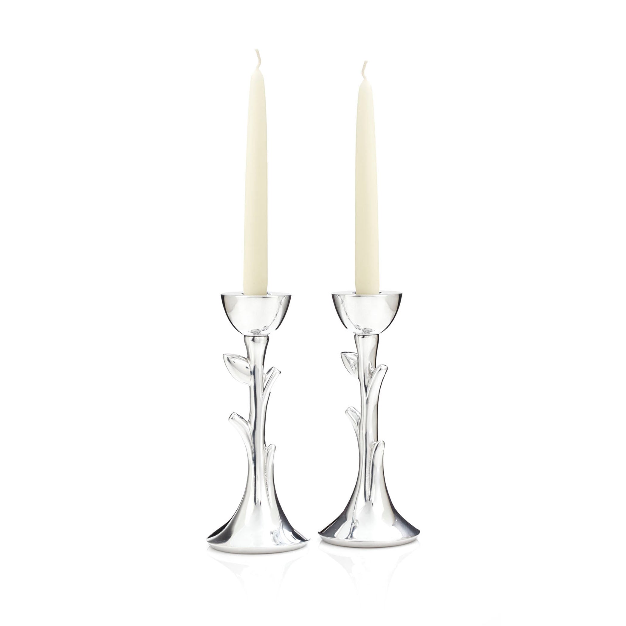  Nambe Tree Of Life Sabbath Candlesticks Pair - Silver - Bonton