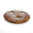  Nambe Vie Triple Snack Set - Clear/ Brown Wood - Bonton