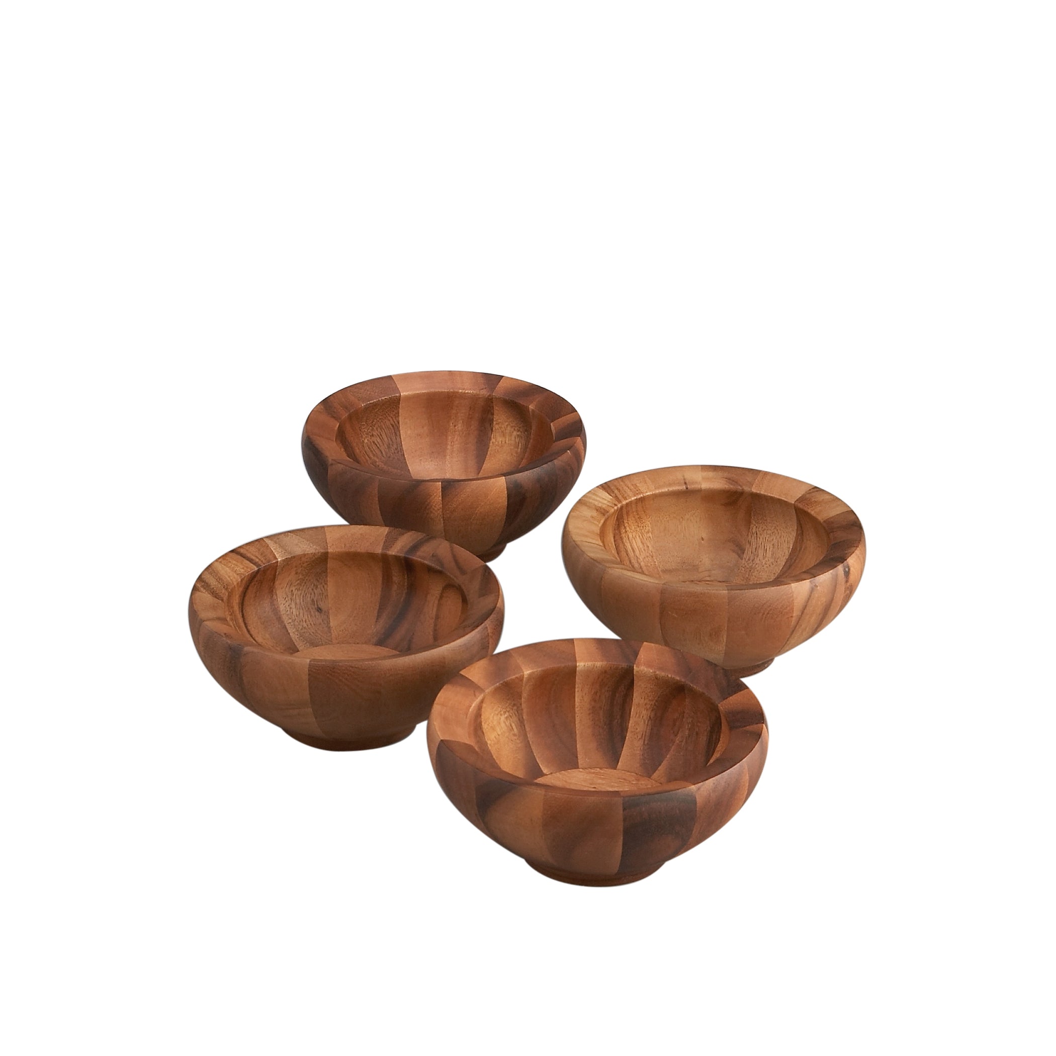  Nambe Yaro Salad Bowls Set of 4 - Brown Wood - Bonton