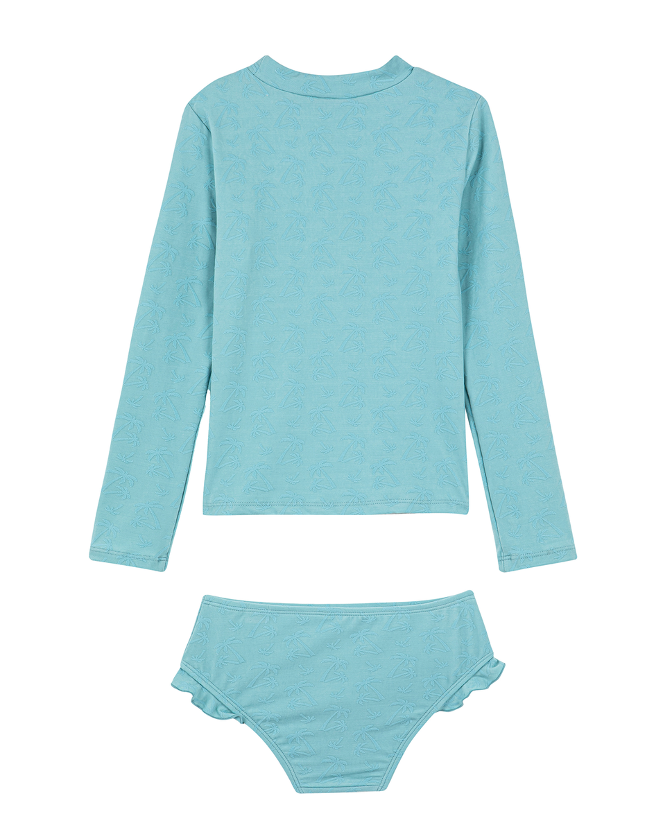  Gottex Kids Palm Party Textured Long Sleeve Rash Guard Set - Palm Party Green - Bonton