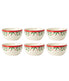  Lenox Holiday Dessert Bowl S/6 (Red & Gold Border) - Ivory - Bonton