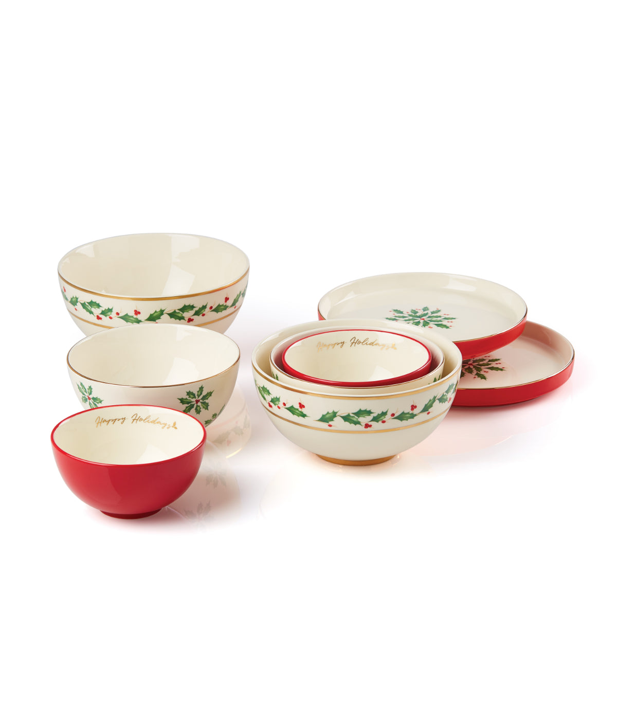  Lenox Holiday Nesting Dinnerware Set 8 Piece (Luna) - Ivory - Bonton