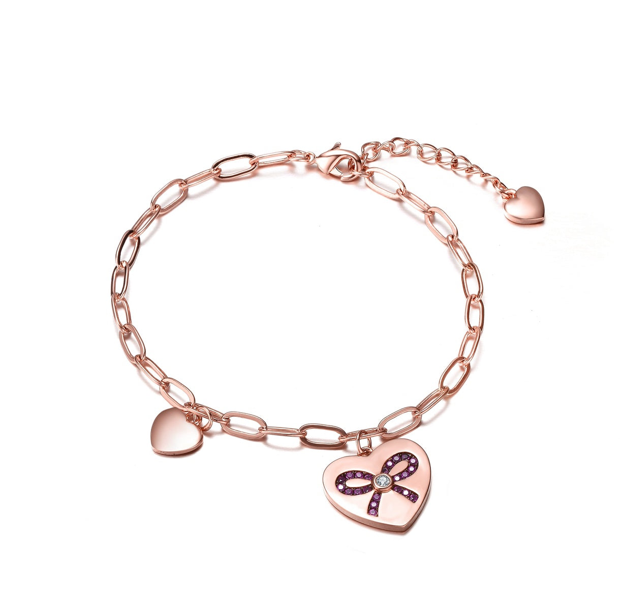  Rachel Glauber Teen/Young Adults 18K Rose Gold Plated With Heart Charms Adjustable Bracelet - Default Title - Bonton