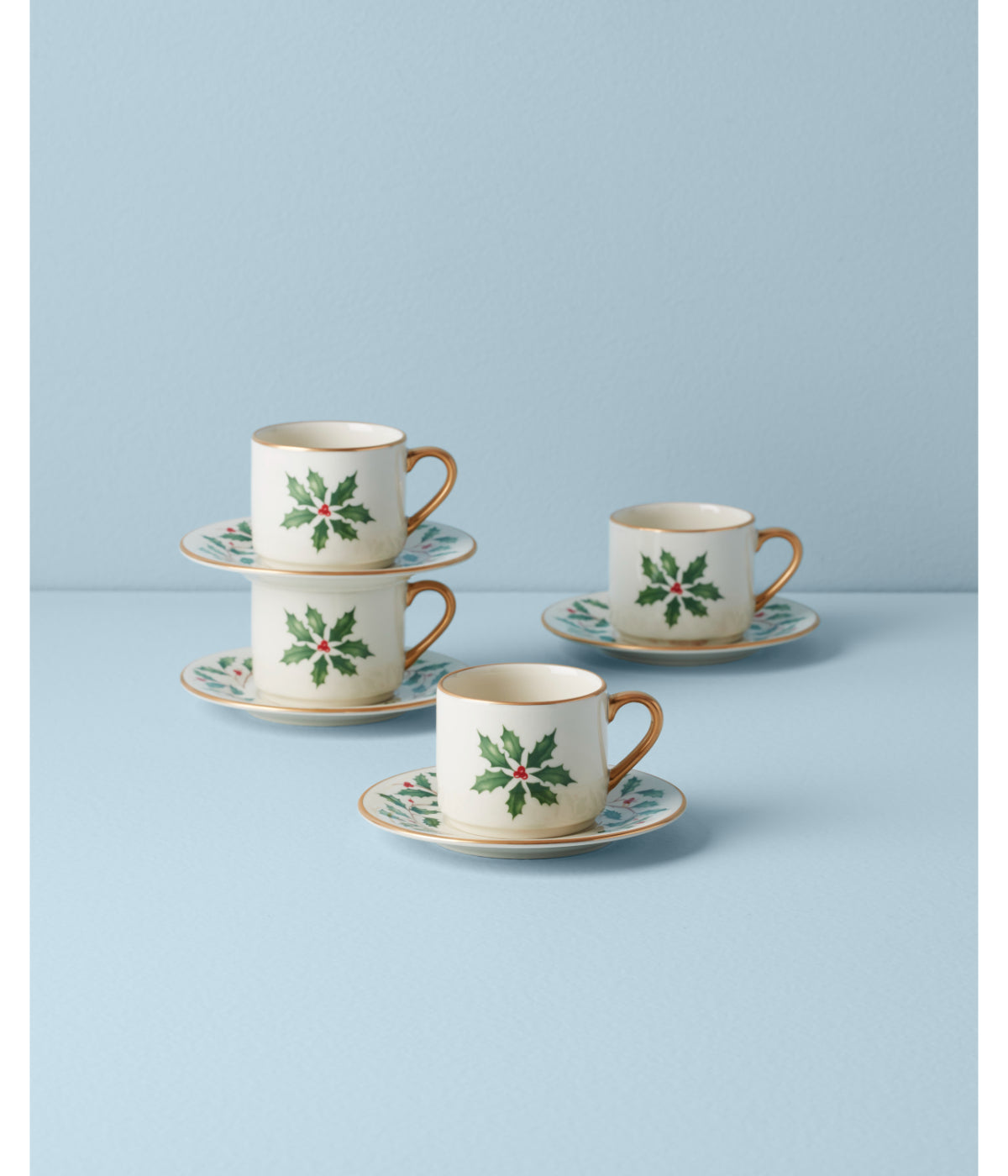  Lenox Holiday Espresso Cup/Saucer, Set f 4 - Ivory - Bonton