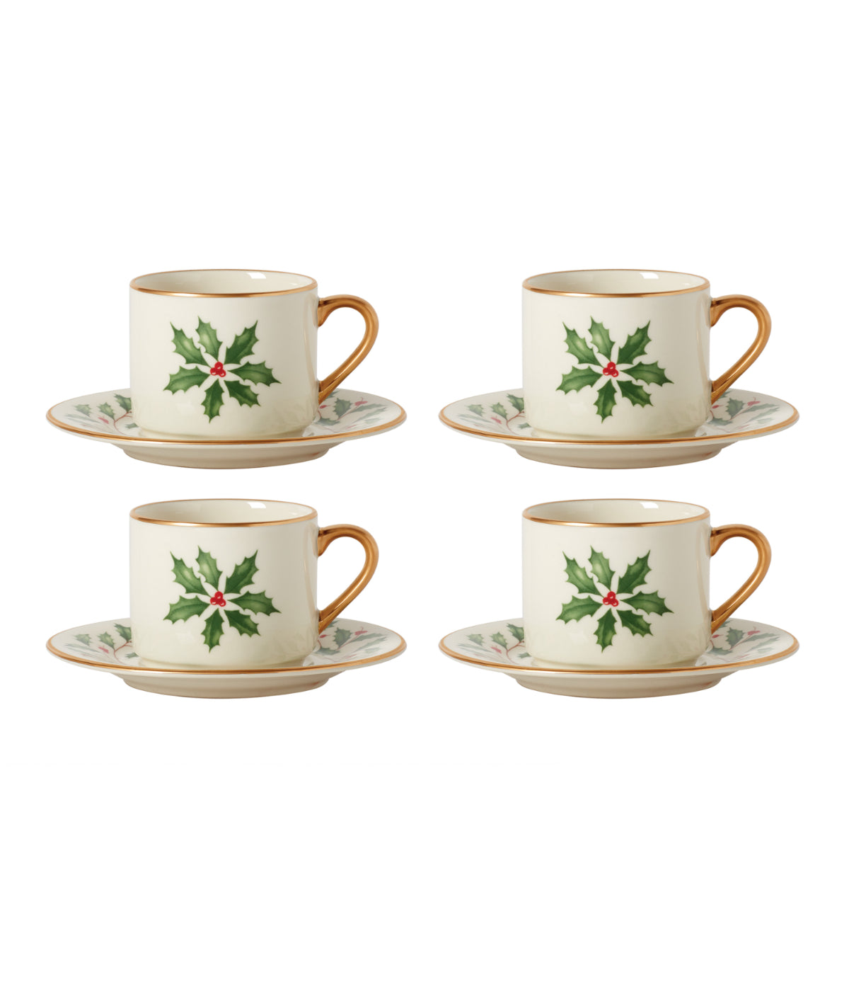  Lenox Holiday Espresso Cup/Saucer, Set f 4 - Ivory - Bonton