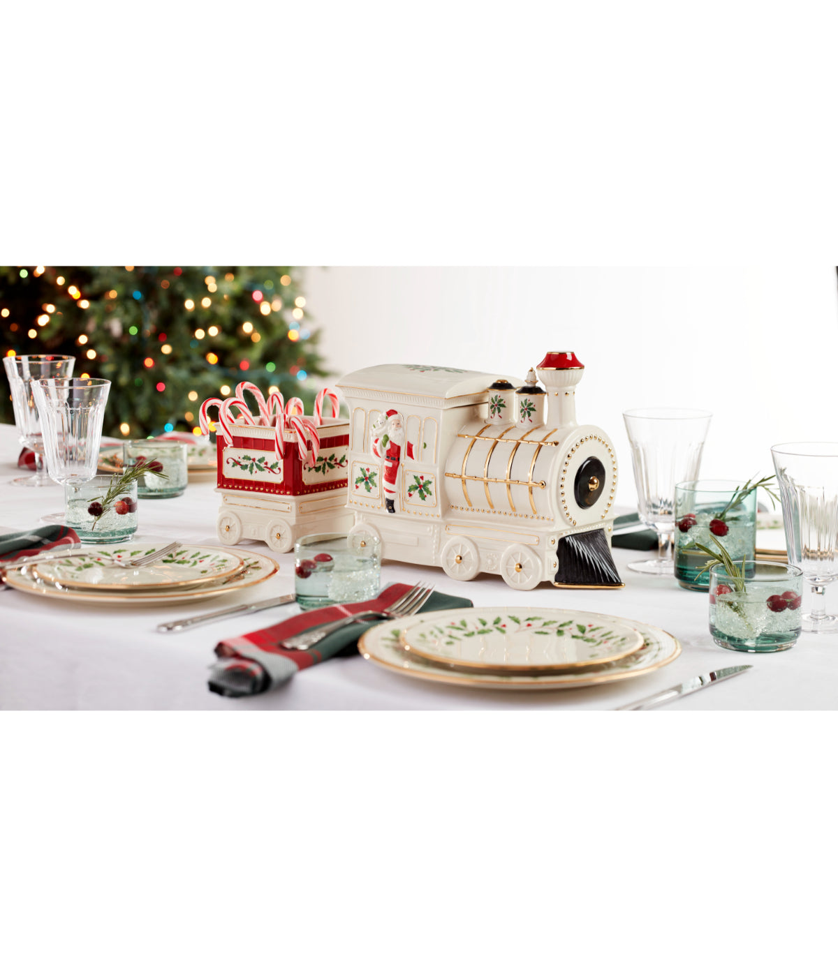  Lenox Holiday Train 5 Piece Serving Set - Ivory - Bonton