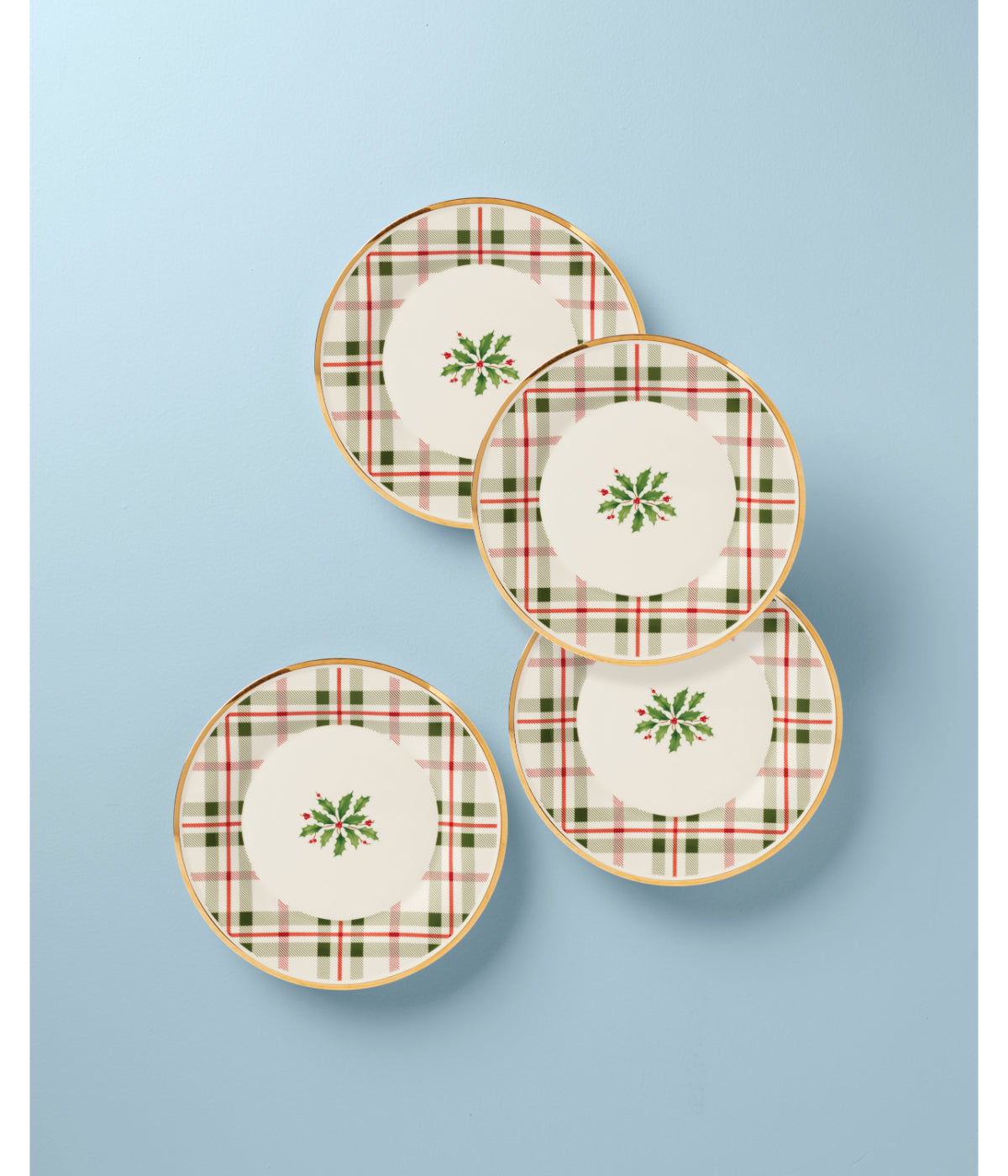  Lenox Holiday Plaid Accent Plates, Set/4 - Ivory - Bonton