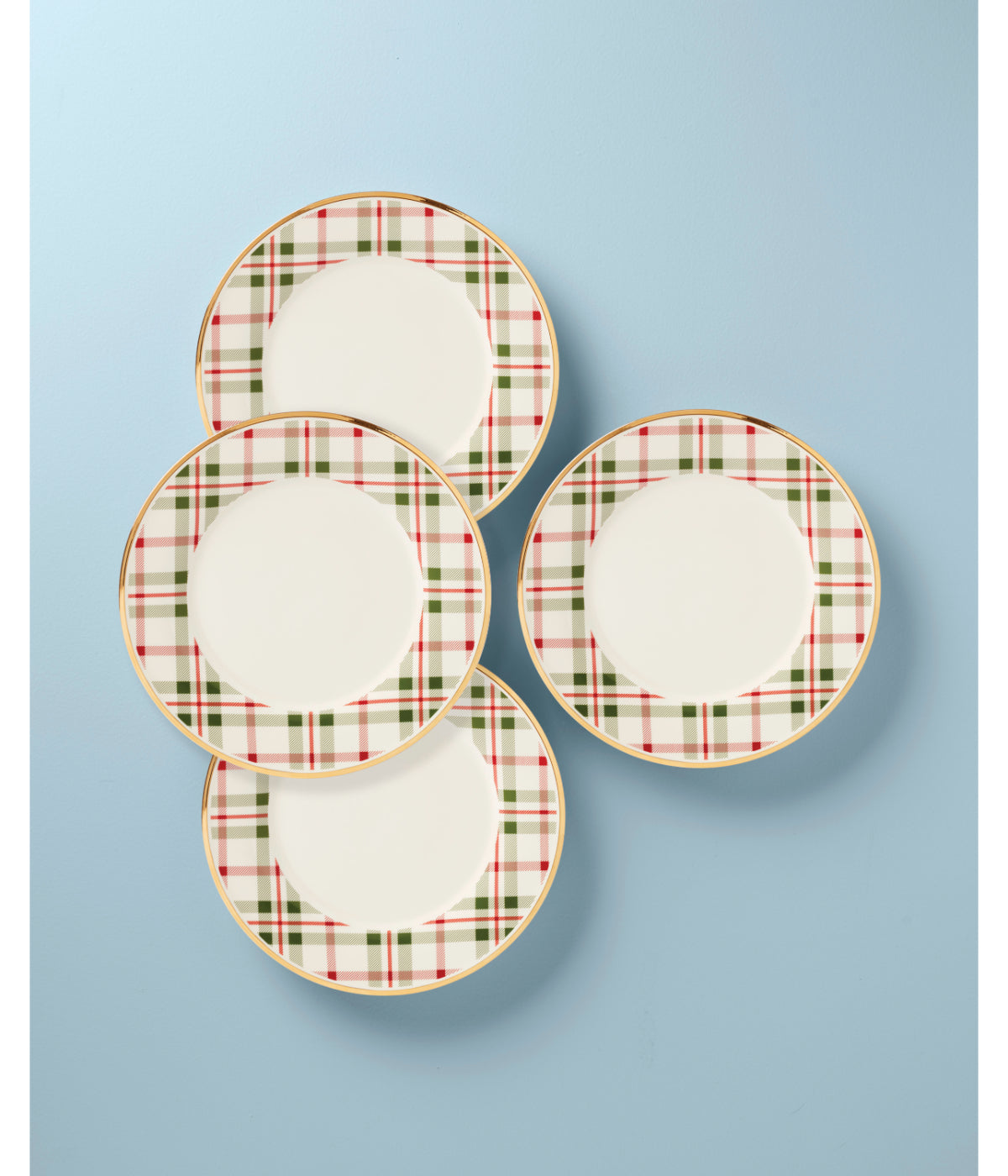  Lenox Holiday Plaid Dinner Plates, Set/4 - Ivory - Bonton